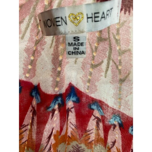Woven Heart Red BOHO Native American Kimono Feather Vest Size S/M - Picture 6 of 6
